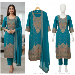 Teal Blue Embroidered Suit Set Teal Blue Embroidered Suit Set