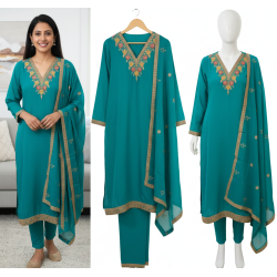 The Emerald Elegance Chinon Silk Suit Set