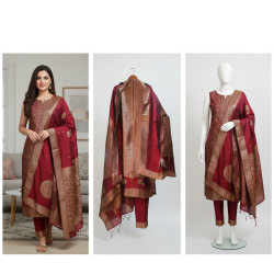 Wine Red Banarasi Brocade Suit