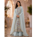 Powder Blue Floral Crape Unstitched Designer Suit with Pure Chiffon Dupatta Powder Blue Floral Crape Unstitched Designer Suit with Pure Chiffon Dupatta