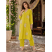 Lime Blossom Mal Cotton Stitched Kameez Pant Set with Organza Dupatta Lime Blossom Mal Cotton Stitched Kameez Pant Set with Organza Dupatta