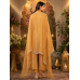Golden Mustard Peacock Heritage Silk Position Print Unstitched Suit Set