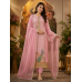 Blush Pink Peacock Grace Silk Position Print Unstitched Suit Set