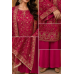 Royal Fuchsia Floral Chenon Unstitched Suit Set with Pure Chiffon Dupatta