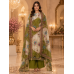 Olive Ivory Floral Luxury Crape Unstitched Suit Set with Pure Crape Dupatta