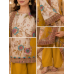 Royal Ivory Mustard Floral Designer Crape Unstitched Suit Set