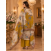 Royal Ivory Mustard Floral Designer Crape Unstitched Suit Set