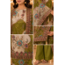 Olive Ivory Floral Luxury Crape Unstitched Suit Set with Pure Crape Dupatta