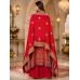 Royal Crimson Crape Designer Unstitched Dress Material with Opada Bottom