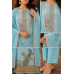 Sky Blue Peacock Grace Silk Position Print Unstitched Suit Set