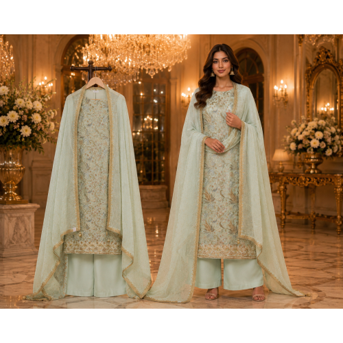 Mint Royale Chenon Designer Unstitched Suit Set