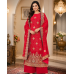 Royal Crimson Crape Designer Unstitched Dress Material with Opada Bottom