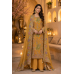 Royal Mustard Floral Crape Unstitched Suit Set with Pure Chiffon Dupatta
