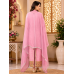 Blush Pink Peacock Grace Silk Position Print Unstitched Suit Set