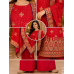 Royal Crimson Crape Designer Unstitched Dress Material with Opada Bottom
