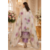 Lavender Royale Jakhat Unstitched Suit Set with Floral Organza Dupatta