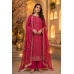 Royal Fuchsia Floral Chenon Unstitched Suit Set with Pure Chiffon Dupatta