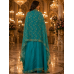 Royal Peacock Teal Paisley Crape Unstitched Suit with Pure Chiffon Dupatta