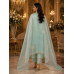 Aqua Serenity Crush Beads Work Unstitched Suit Set