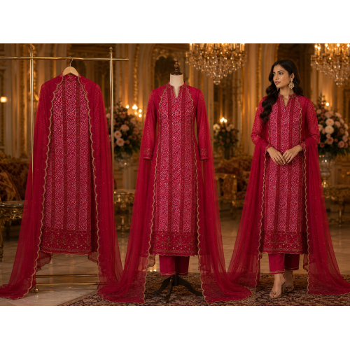 Ruby Royale Georgette Batik Print Unstitched Suit Set