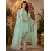 Aqua Peacock Silk Position Print Unstitched Suit Set