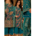 Royal Peacock Teal Paisley Crape Unstitched Suit with Pure Chiffon Dupatta