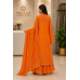 Royal Tangerine Tafta Bandhej Unstitched Suit Set