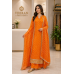 Royal Tangerine Tafta Bandhej Unstitched Suit Set