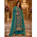 Royal Peacock Teal Paisley Crape Unstitched Suit with Pure Chiffon Dupatta