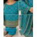 Royal Turquoise Chenon Embroidered Unstitched Suit with Designer Dupatta