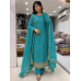 Royal Turquoise Chenon Embroidered Unstitched Suit with Designer Dupatta