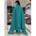 Royal Turquoise Chenon Embroidered Unstitched Suit with Designer Dupatta
