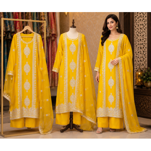 Sunshine Royale Organza Unstitched Suit Set Sunshine Royale Organza Unstitched Suit Set
