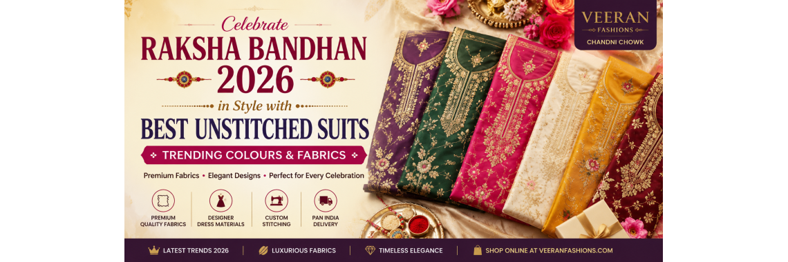 Best Unstitched Suits for Raksha Bandhan : Trending Colours & Fabrics