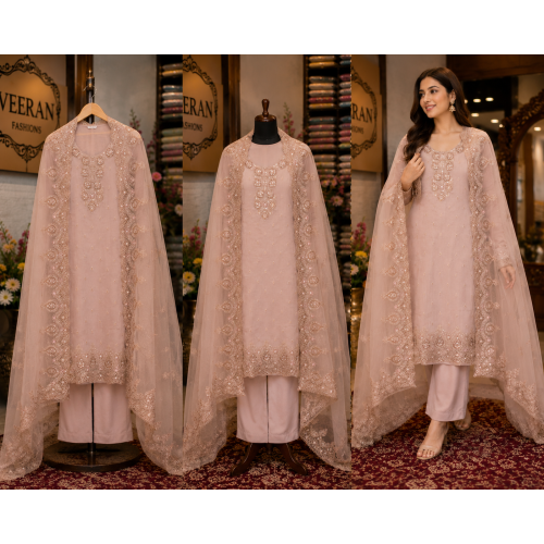 Blush Rose Taneria Silk Designer Unstitched Suit Set Blush Rose Taneria Silk Designer Unstitched Suit Set