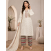 Ivory Floral Cotton Stitched Suit Set with Organza Dupatta Ivory Floral Cotton Stitched Suit Set with Organza Dupatta