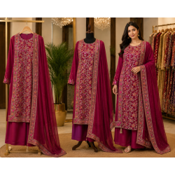 Royal Wine Banarasi Jakhat Unstitched Suit Set with Pure Chiffon Dupatta Royal Wine Banarasi Jakhat Unstitched Suit Set with Pure Chiffon Dupatta