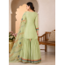 Mint Blossom Glass Organza Semi-Stitched Sharara Garara Suit Set Mint Blossom Glass Organza Semi-Stitched Sharara Garara Suit Set