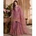 Royal Mauve Floral Glass Organza Semi-Stitched Sharara Garara Suit Set Royal Mauve Floral Glass Organza Semi-Stitched Sharara Garara Suit Set