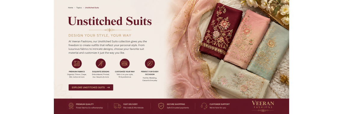 Unstitched Suits – Premium Designer Dress Material Online