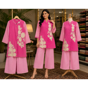 Blush Bloom Cotton Stitched Co-Ord Set