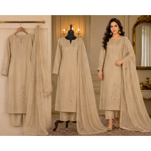 Champagne Glow Glass Unstitched Suit Set