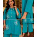 Aqua Bloom Cotton Stitched Co-Ord Set Aqua Bloom Cotton Stitched Co-Ord Set