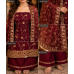 Royal Maroon Chenon Embroidered Unstitched Suit Set