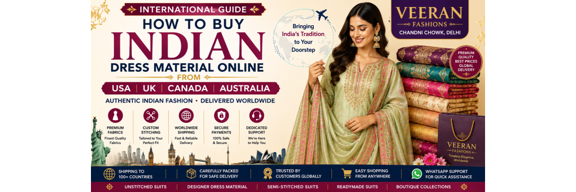 International Guide: How to Buy Indian Dress Material Online from USA, UK, Canada & Australia