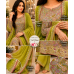Olive Meadow Paisley Crape Unstitched Suit Set Olive Meadow Paisley Crape Unstitched Suit Set
