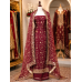 Royal Maroon Chenon Embroidered Unstitched Suit Set