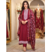 Royal Maroon Slub Cotton Embroidered Unstitched Suit Set Royal Maroon Slub Cotton Embroidered Unstitched Suit Set