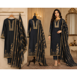 Midnight Noir Glass Unstitched Suit Set Midnight Noir Glass Unstitched Suit Set