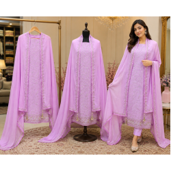 Blush Royale Organza Unstitched Suit Set Blush Royale Organza Unstitched Suit Set